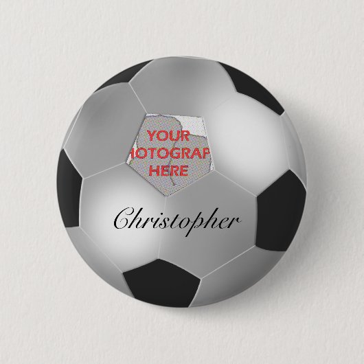 Silver Voetbal aanpasbaar fotolijst Ronde Button 5,7 Cm (Voorkant)