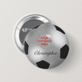 Silver Voetbal aanpasbaar fotolijst Ronde Button 5,7 Cm (Voorkant /achterkant)