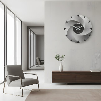Silver Vortex Industrial Wall Clock Grote Klok