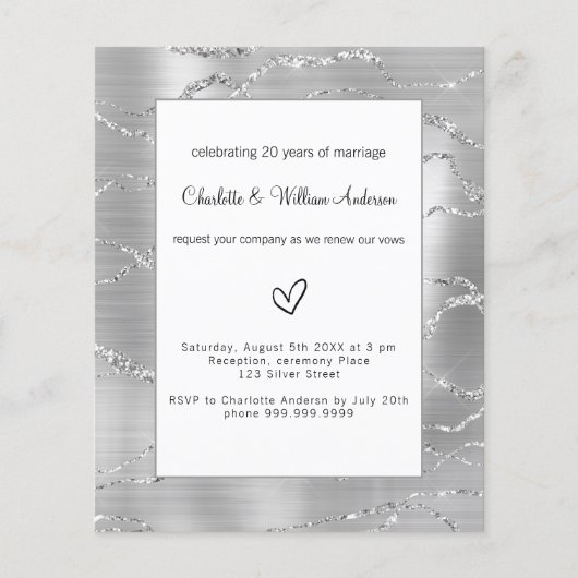 Silver vow-uitnodiging voor verlenging bruiloft (Voorkant)