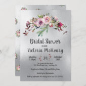 Silver Waterverf Floral Frosty Roos Vrijgezellenfe Kaart (Voorkant / Achterkant)