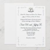 Silver Wedding Bells Wedding Invitation Kaart (Voorkant / Achterkant)