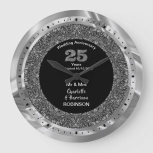 Silver Wedding Jubileum 25 jaar gepersonaliseerd Grote Klok
