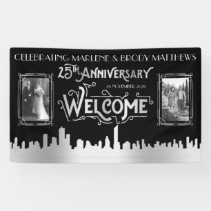 Silver Wedding Jubileum Art Deco Foto's Welkom Spandoek