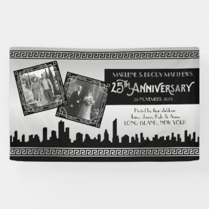Silver Wedding Jubileum Art Deco Gatsby-foto's Spandoek