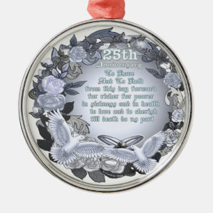 Silver Wedding Jubileum Premium Round Ornament