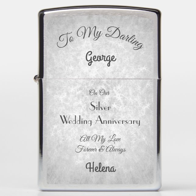 Silver Wedding Jubileum Zippo Lighter (Voorkant)