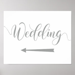 Silver Wedding Linker Pijl Teken Richting Signaal Poster