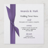 Silver Wedding Menu met Paars lint (Voorkant)