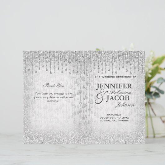 Silver Wedding Program Glitter (Staand voorkant)