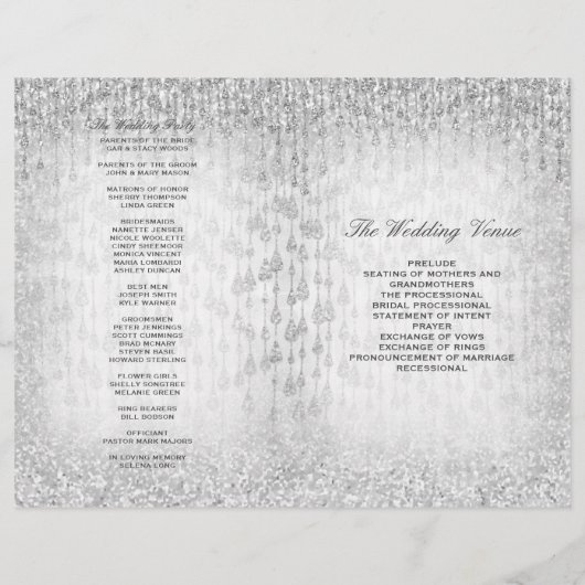 Silver Wedding Program Glitter (Achterkant)