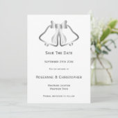 Silver Wedding Save the Date Kaart Bells en lint (Staand voorkant)
