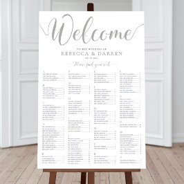 Silver Wedding Seating Chart Alfabetische namen Poster
