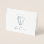 Silver Wedding Suit en Stropdas Groomsman Voorstel Folie Kaarten (Voorkant)