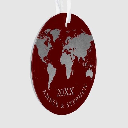 Silver Wereldkaart Travel Keepomwille Personalizee Ornament (voorkant)