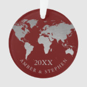 Silver Wereldkaart Travel Keepomwille Personalizee Ornament (voorkant)