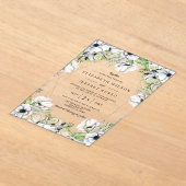 Silver White Anemone Gold Geometric Weddenschap Acryl Uitnodigingen (Laagn)