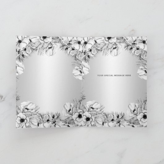 Silver White Anemone Gold Geometric Weddenschap Bedankkaart (Binnen)