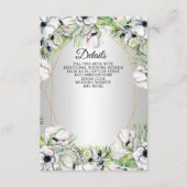 Silver White Anemone Gold Geometric Weddenschap Informatiekaartje (Voorkant)