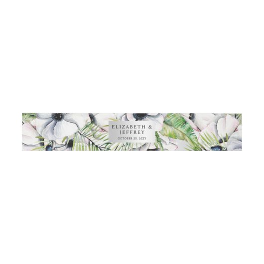 Silver White Anemone Gold Geometric Weddenschap Uitnodigingen Wikkel (Vlak)
