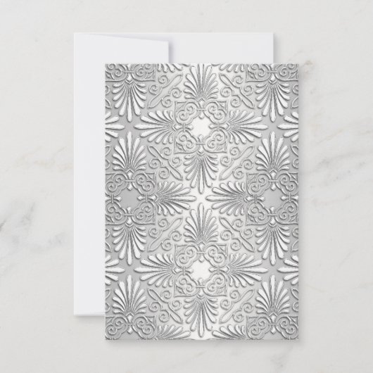 Silver White Art Deco Damask RSVP 2 Kaartje (Voorkant)