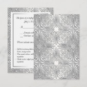 Silver White Art Deco Damask RSVP 2 Kaartje (Voorkant / Achterkant)