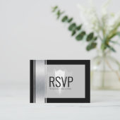 Silver, white & black strees tuxedo bachelor pla plaatskaartje (Staand voorkant)