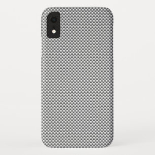 Silver White Carbon Fibre Print iPhone XR Hoesje