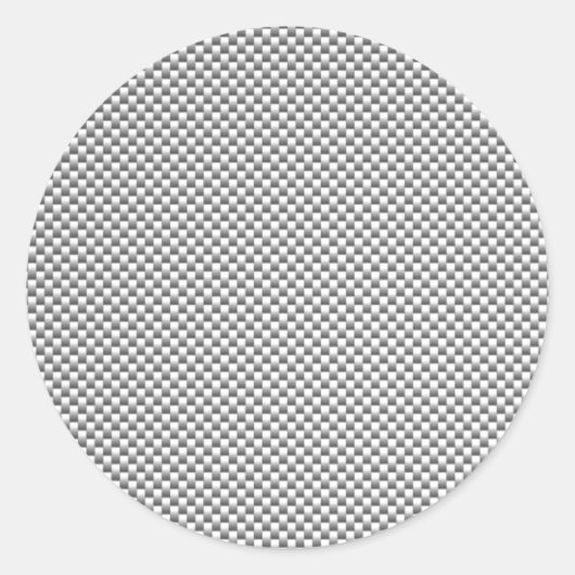Silver White Carbon Fibre Print Ronde Sticker (Voorkant)