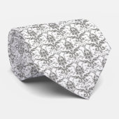 Silver White Damask Wedding Stropdas (Opgerold)