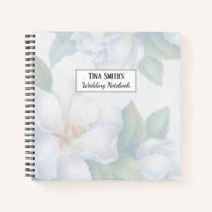 Silver White Dogwood Blossom Wedding Notitieboek
