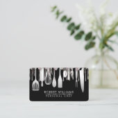 Silver White Drip Chef Kitchen Tools Glitter Faux Visitekaartje (Staand voorkant)