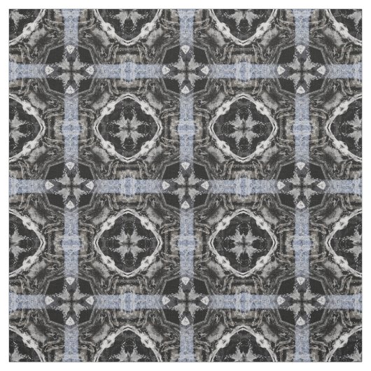 Silver, White en Black Tiled Pattern Stof (Swatch)