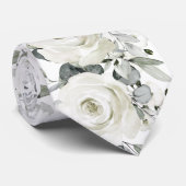 Silver White Floral Greenery Wedding Stropdas (Opgerold)