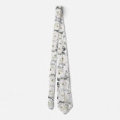 Silver White Floral Greenery Wedding Stropdas (Achterkant)