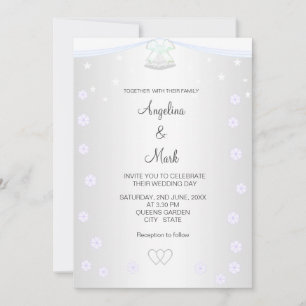 Silver & White Floral Wedding Kaart