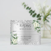 Silver White florals eucalyptus bruiloft RSVP-kaar (Staand voorkant)