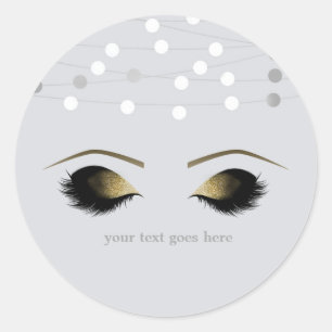 Silver White Glam Gold Makeup Eyelashes Favor Ronde Sticker