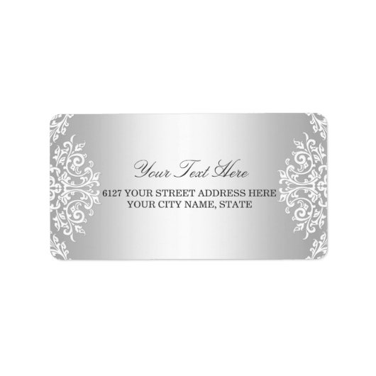 Silver White  Glamour Adreslabel Etiket (Voorkant)