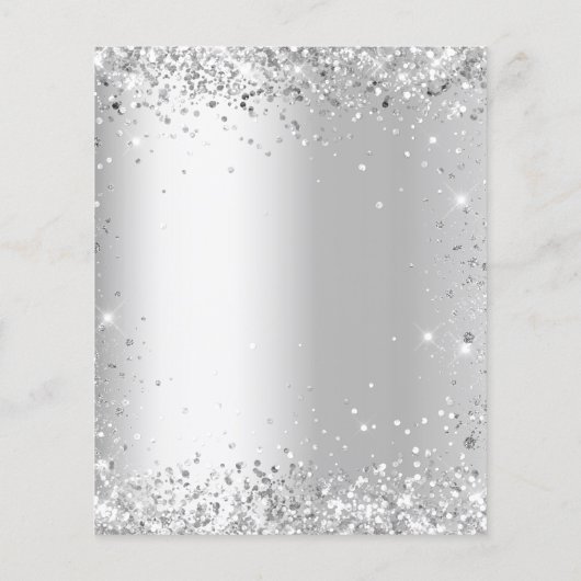 Silver White glitter budget trouwprogramma Flyer (Achterkant)
