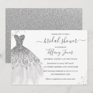 Silver White Glitter Trouwjurk Vrijgezellenfeest Kaart