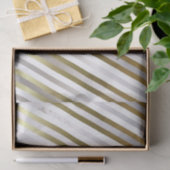 Silver, White, Gold Diagonal Stripe Papier (Geschenk)