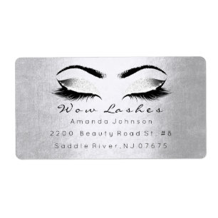 Silver White Grey Glitter Makeup Lashes Extension Etiket