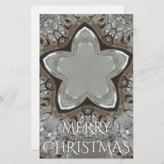 Silver White Grey Shiny Star Merry kerst Briefpapier (Voorkant / Achterkant)