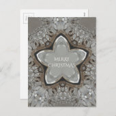 Silver White Grey Shiny Star Merry kerst Feestdagenkaart (Voorkant / Achterkant)
