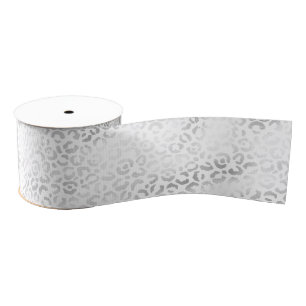 Silver White Leopard Print Grosgrain Lint