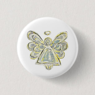 Silver White Light Guardian Angel Art Button Pins