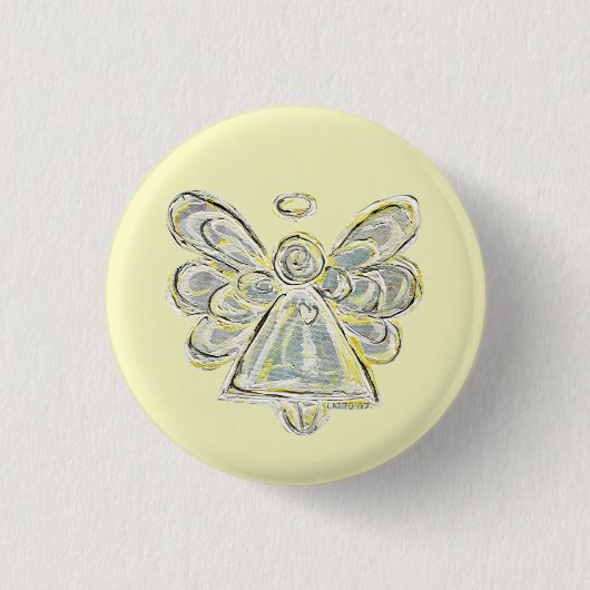 Silver White Light Guardian Angel Art Pin Button (Voorkant)