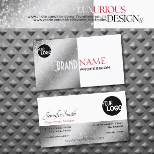Silver White Red met glitter Stars Logo-kwaliteit Visitekaartje
