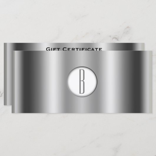 Silver White Shiny Glam Monogram Cadeaubon (Voorkant / Achterkant)